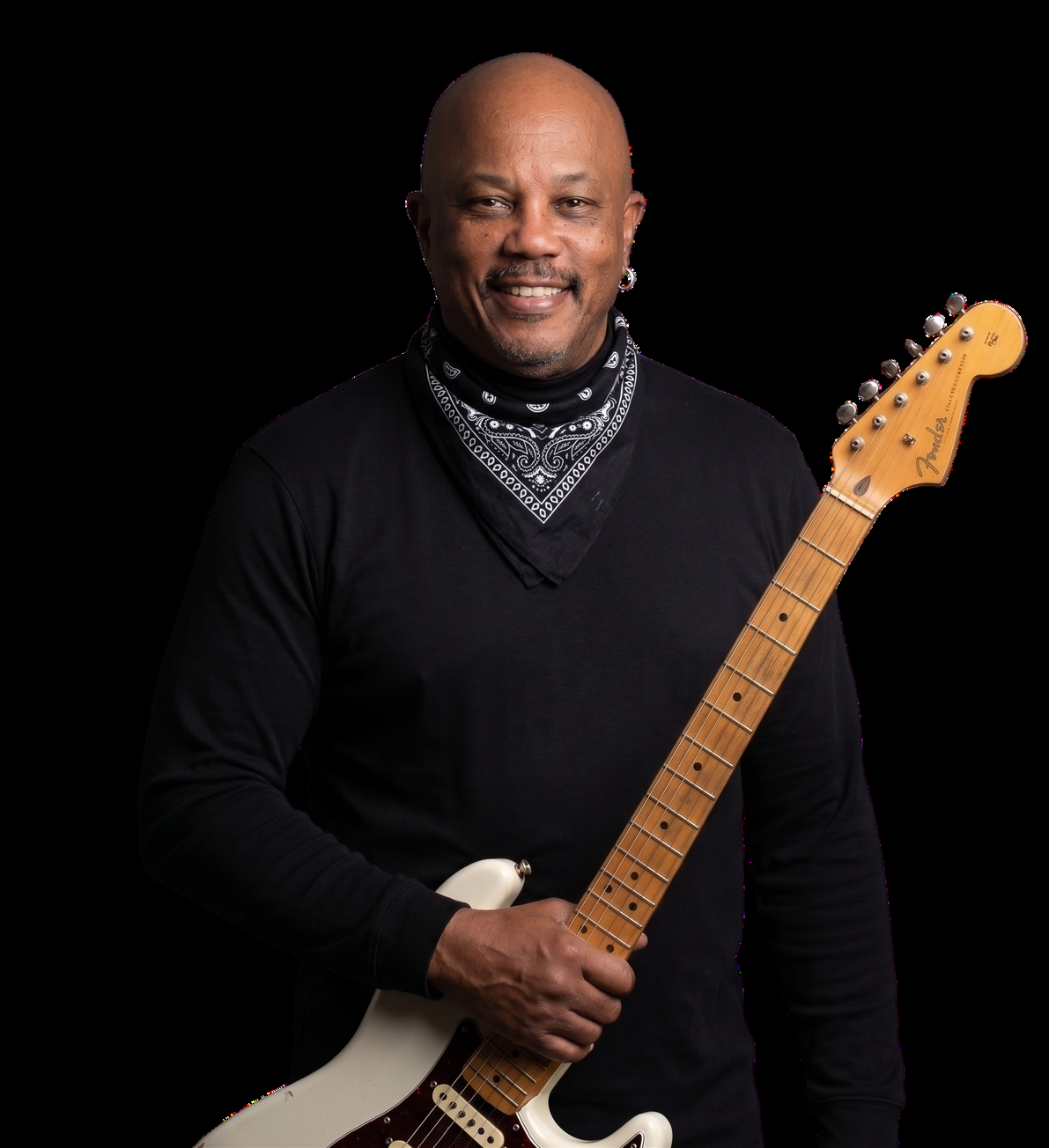 Joei Karriem with his Fender Stratocaster, present day